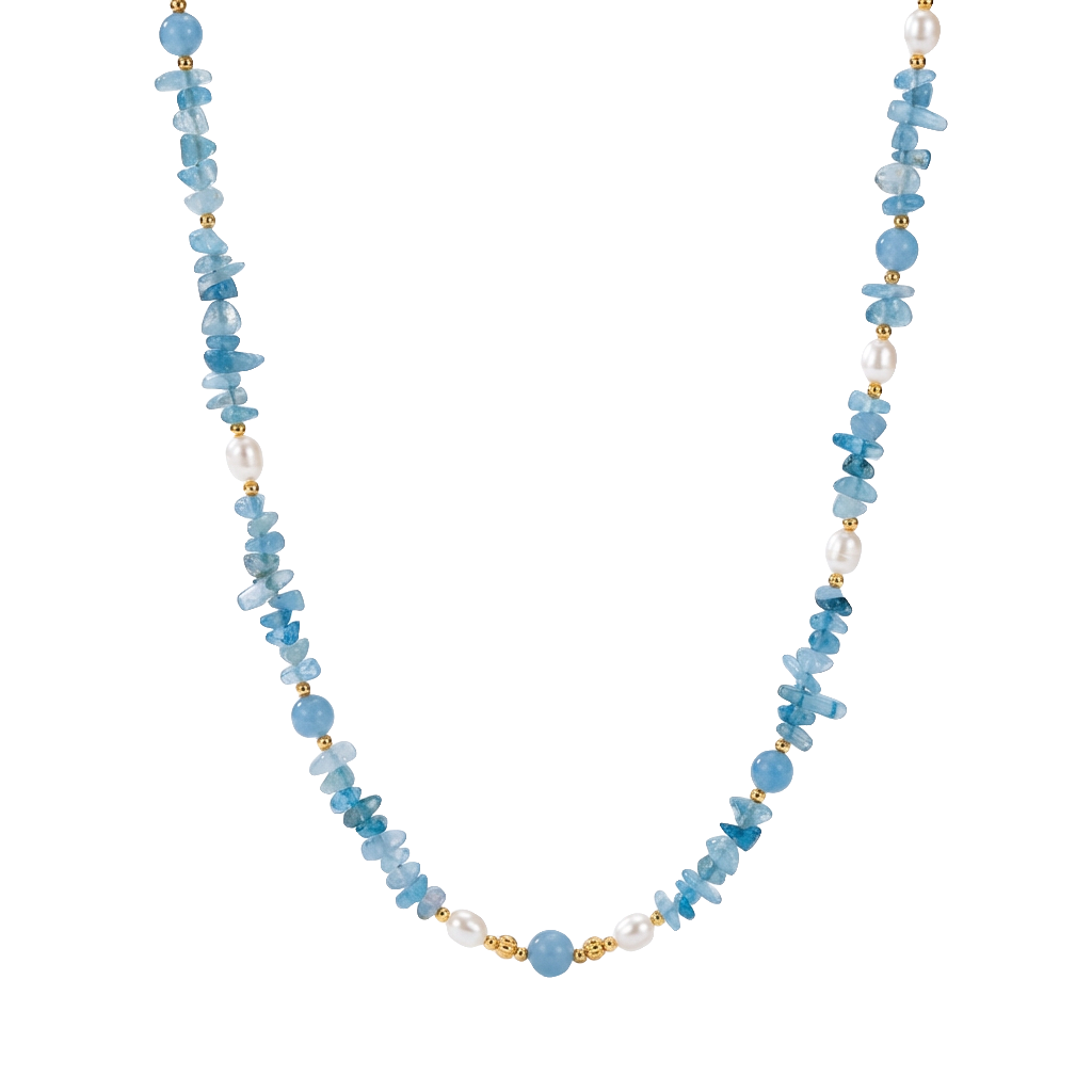 Aquamarin-Halskette aus 18K-vergoldetem Kupfer