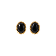 Schwarzer Onyx Ohrringe aus 18K vergoldet Copper