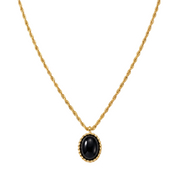 Schwarzer Onyx Halskette aus 18K vergoldet Copper