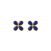 Kleeblatt Lapislazuli Stud Ohrringe aus 18K Gold-Vermeil auf Sterlingsilber