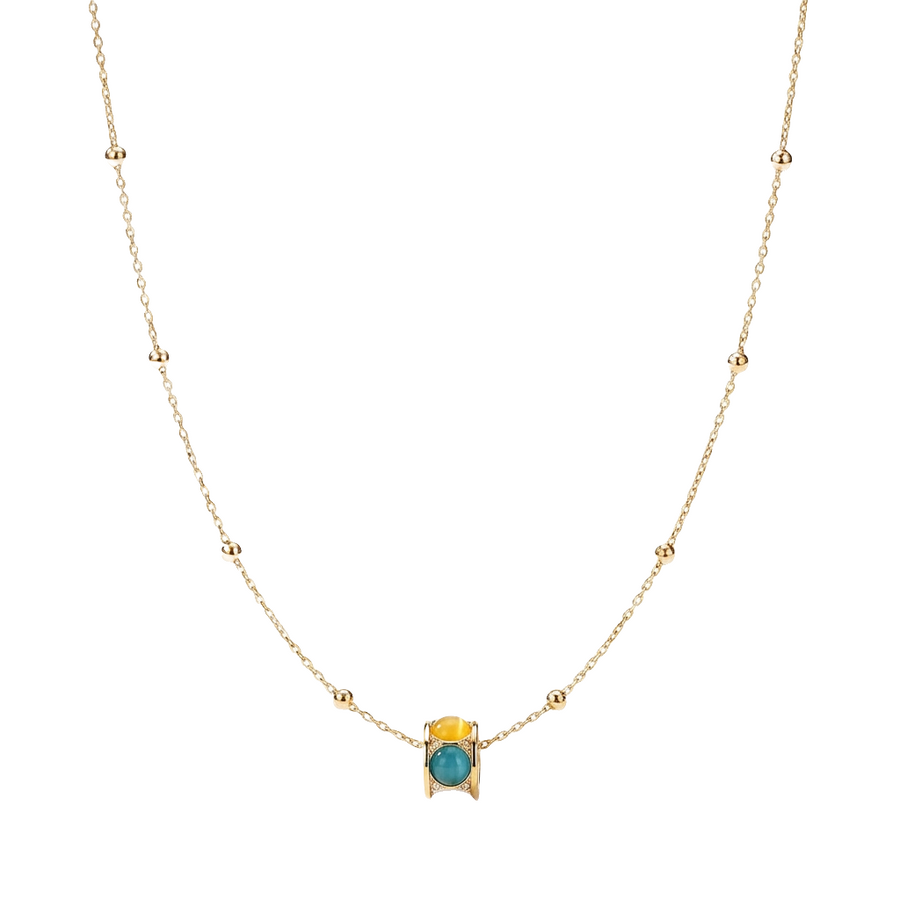 Rund Katzenauge Halskette aus 14K vergoldet Copper