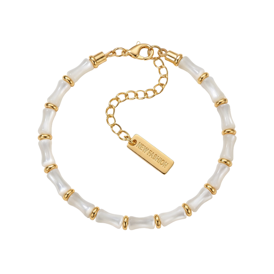 Weißes Perlmutt Armband aus 18K vergoldet Copper